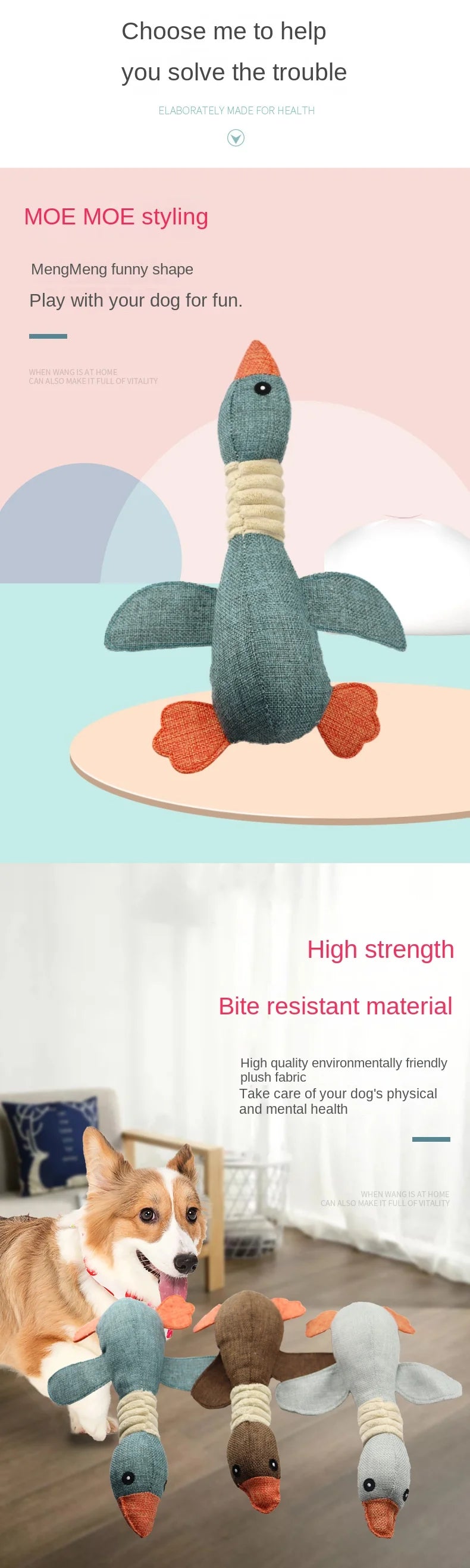 Juguete de pato para mascotas.